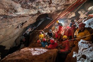 Rigging for stretcher hauling, Wookey Hole