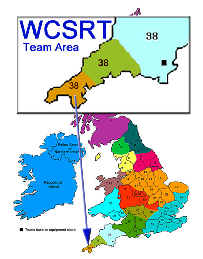 West Cornwall Search and Rescue Team area