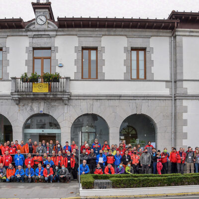 Participants of the European Cave Rescue conference gathered opposite the Tourism Office venue, Ramales de la Victoria.