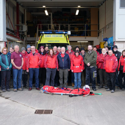 Representatives from the various Cave rescue teams gather to thank BCA and Sub Brit for their support.